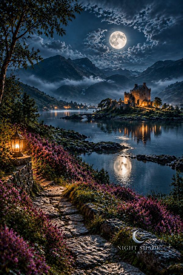 Scottish Highlands Loch mountain wall art poster and framed print