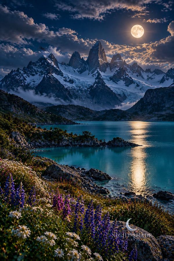 Patagonia Lake Peaks mountain wall art poster and framed print