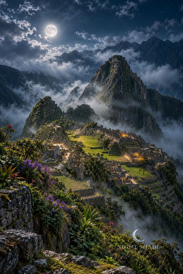 Machu Picchu Mist mountain wall art poster and framed print